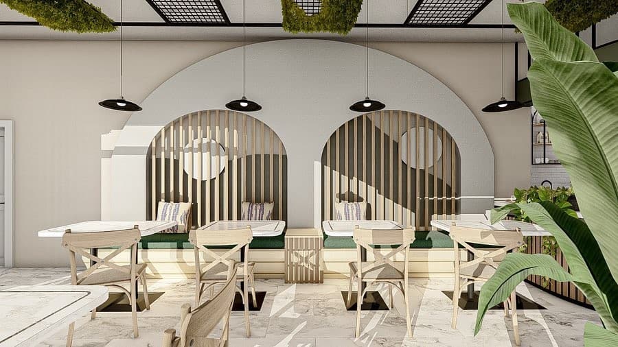 Gaziosmanpaşa kafe yenileme projesi kemerli oturma nişleri
