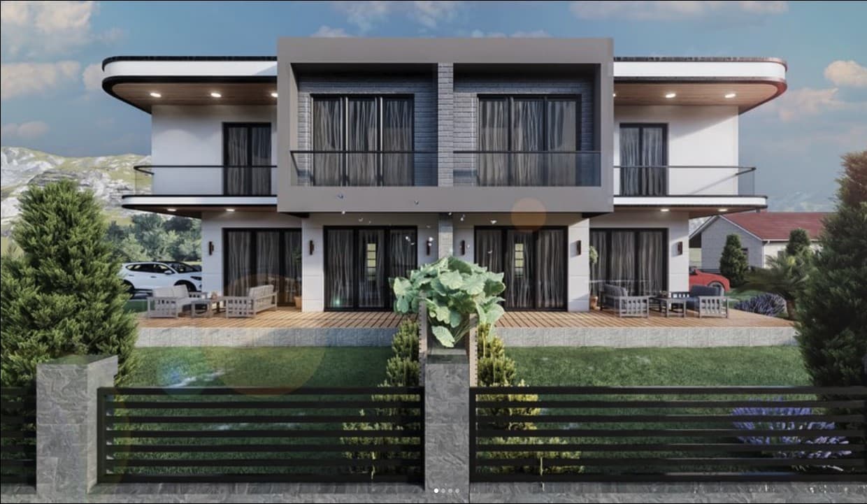 Kamiloba İkiz Villa ön cephe 3D görseli, Büyükçekmece