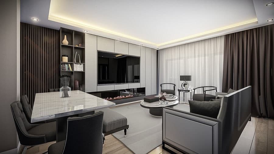 Silivri villa salon iç mimari projesi