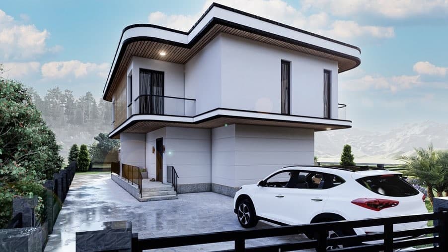Kamiloba İkiz Villa giriş ve otopark cephesi