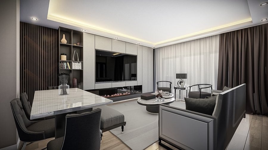 Silivri villa salon iç mimari projesi